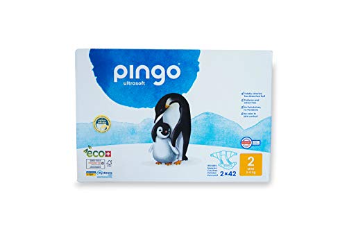 Pingo - Pañales Talla 2 Mini -2 paquetes de 42 unidades- 3-6 kg -Pañales para bebé -...