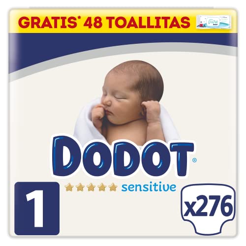 Dodot Pañales Bebé Sensitive Talla 1 (2-5 kg), 276 Pañales, Óptima Protección de la...