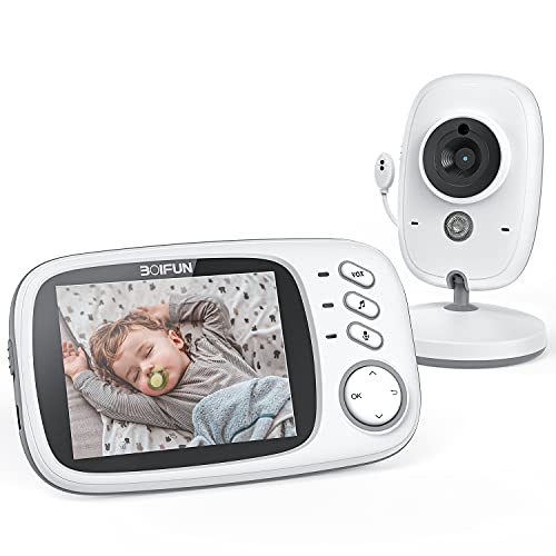 Vigilabebés Cámara, BOIFUN Camara vigilancia Bebe Inteligente con Pantalla LCD de 3.2",...