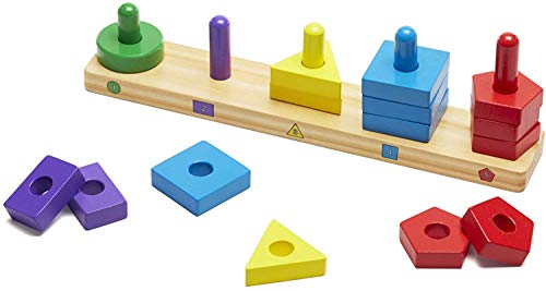 Melissa & Doug- Stack & Sort Board Tablero para Apilar y Clasificar, Multicolor (379) ,...