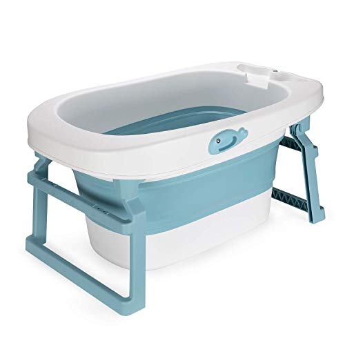 Fascol Bañera Plegable para Niños de 0-10 Años, 3 en 1 Bañera Bebes con Tapón de...