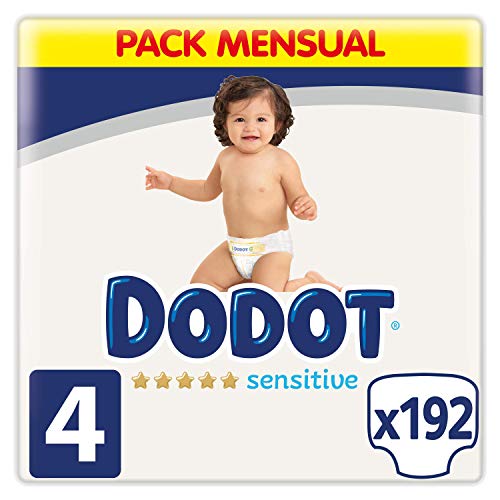 Dodot Pañales Bebé Sensitive Talla 4 (9-14 kg), 192 Pañales, Óptima Protección de la...