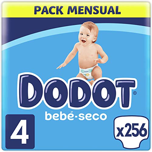 Dodot Pañales Bebé-Seco Talla 4 (9-14 kg), 256 Pañales con Protección Antifugas, Pack...