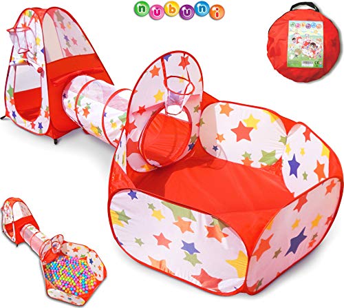 NUBUNI 3 en 1 Tienda Campaña Infantil : Piscina de Bolas + Casita Infantil + Tunel...