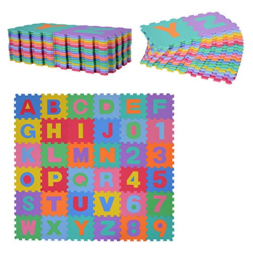 HOMCOM Alfombra puzle para Niños 192x192 cm 36 Piezas Numeros 0 al 9 y 26 Letras Alfabeto...