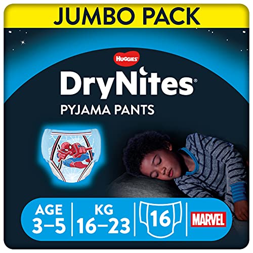 DryNites Calzoncillos absorbentes para Niño 3-5 años, 16-23 kg, 4 paquetes x 16 uds, 64...