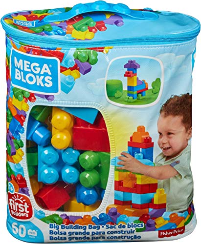 Mega Bloks Bolsa clásica con 60 bloques de construcción, juguetes bebés 1 año (Mattel...