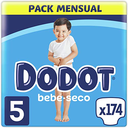 Dodot Pañales Bebé-Seco Talla 5 (11-16 kg), 174 Pañales con Protección Antifugas, Pack...